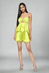 Buy_Emblaze_Green Satin Off-shoulder Neon Mini Dress _Online_at_Aza_Fashions