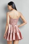 Shop_Emblaze_Rose Gold Satin Off-shoulder Pink Mini Corset Dress _at_Aza_Fashions