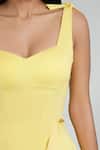 Emblaze_Yellow Viscose Sweetheart Neck Mini Dress _Online_at_Aza_Fashions