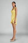 Buy_Emblaze_Yellow Viscose Sweetheart Neck Mini Dress _Online_at_Aza_Fashions