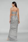 Shop_Emblaze_Silver Lycra Square Neck Metallic Knit Skirt Set _at_Aza_Fashions
