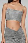 Shop_Emblaze_Silver Lycra Square Neck Metallic Knit Skirt Set _Online_at_Aza_Fashions