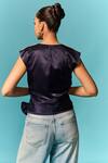 Shop_Emblaze_Navy Round Neck Blue Embellished Tie-up Top _at_Aza_Fashions