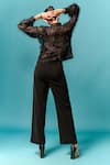 Shop_Emblaze_Black Georgette High Neck Fur Ruffle Shirt _at_Aza_Fashions
