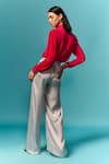 Shop_Emblaze_Pink Crepe Beads Collared Hot And Red Embellished Shirt _at_Aza_Fashions