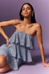 Emblaze_Blue Georgette Off-shoulder Light Layered Dress _Online_at_Aza_Fashions
