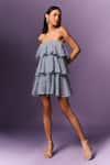 Buy_Emblaze_Blue Georgette Off-shoulder Light Layered Dress _at_Aza_Fashions