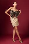 Buy_Emblaze_Black Velvet Sequins Sweetheart Neck And Gold Top _at_Aza_Fashions