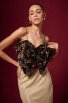 Emblaze_Black Velvet Sequins Sweetheart Neck And Gold Top _Online_at_Aza_Fashions