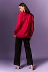 Shop_Emblaze_Pink Chiffon, Satin V-neck Hot Shirt _at_Aza_Fashions