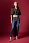 Buy_Emblaze_Black Chiffon Cape Top _at_Aza_Fashions