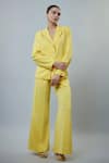 Buy_Emblaze_Yellow Banana Crepe Embellished Blazer Set _at_Aza_Fashions