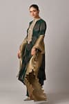 Kiran Uttam Ghosh_Gold Polyester Pleated Designer Dupatta _Online_at_Aza_Fashions