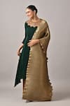 Buy_Kiran Uttam Ghosh_Gold Polyester Pleated Designer Dupatta _at_Aza_Fashions