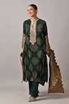 Buy_Kiran Uttam Ghosh_Gold Polyester Pleated Designer Dupatta _Online_at_Aza_Fashions