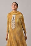 Kiran Uttam Ghosh_Mustard Organza Designer Dupatta _at_Aza_Fashions