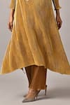 Buy_Kiran Uttam Ghosh_Gold Polyester Pleated Designer Pant _Online_at_Aza_Fashions