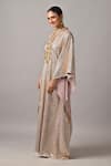 Shop_Kiran Uttam Ghosh_Ivory Jersey Embroidery V-neck Hand Kaftan Dress _at_Aza_Fashions
