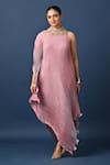 Buy_Kiran Uttam Ghosh_Pink Polyester Pleated Designer Pant _at_Aza_Fashions