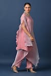 Kiran Uttam Ghosh_Pink Polyester Pleated Designer Pant _at_Aza_Fashions