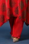 Kiran Uttam Ghosh_Red Polyester Pleated Pant _Online_at_Aza_Fashions