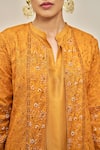 Vidushi Gupta_Yellow Modal, Silk, Cotton Pearls, Cut Work, Embroidery Cutwork Ochre Set _Online_at_Aza_Fashions