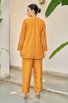 Shop_Vidushi Gupta_Yellow Modal, Silk, Cotton Pearls, Cut Work, Embroidery Cutwork Ochre Set _at_Aza_Fashions