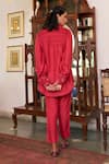 Shop_Vidushi Gupta_Red Modal, Cotton, Silk Cut Work, Embroidery Ruby Cutwork Shirt And Pant Set _at_Aza_Fashions