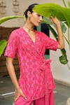 Buy_Vidushi Gupta_Fuchsia Modal, Silk, Cotton Embroidery, Lace Open Pink Cutwork Kurta And Pant Set _Online_at_Aza_Fashions