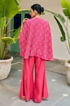 Shop_Vidushi Gupta_Fuchsia Modal, Silk, Shantoon Cut Work Open Neck, Fuschia Pink Cape And Pant Set _at_Aza_Fashions