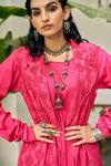 Shop_Vidushi Gupta_Fuchsia Modal, Silk, Cotton Embroidery, Lace Round Neck Cutwork Pink Set _Online_at_Aza_Fashions
