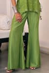 Vidushi Gupta_Green Modal, Silk, Cotton Embroidery, Tassels Designer Pea Flared Pant Set _Online_at_Aza_Fashions