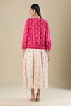 Naintara Bajaj_Pink Round Neck Ikat Handloom Jacket And Dress Set _Online_at_Aza_Fashions