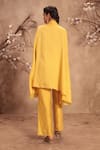 Shop_Label Niti Bothra_Yellow Silk Collared Placement Embroidered Cape With Pant _at_Aza_Fashions