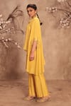 Buy_Label Niti Bothra_Yellow Silk Collared Placement Embroidered Cape With Pant 