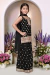 Petite Pomme_Black Polyester Sequins, Embroidery Kurta Set _Online_at_Aza_Fashions