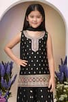 Shop_Petite Pomme_Black Polyester Sequins, Embroidery Kurta Set _Online_at_Aza_Fashions
