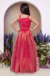 Petite Pomme_Red Tissue Sequins, Embroidery Tomato Lehenga Set _Online_at_Aza_Fashions