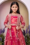 Buy_Petite Pomme_Red Tissue Sequins, Embroidery Tomato Lehenga Set _Online_at_Aza_Fashions