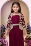 Petite Pomme_Wine Georgette Embroidery Set _at_Aza_Fashions