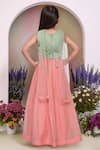 Shop_Petite Pomme_Green Georgette, Net Sequins, Mirrors Pista Embroidered Lehenga Set _at_Aza_Fashions