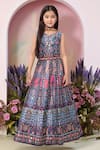 Buy_Petite Pomme_Blue Polyester, Net Mirrors, Embroidery Printed Lehenga Set With Dupatta _at_Aza_Fashions