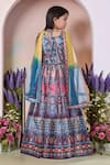 Shop_Petite Pomme_Blue Polyester, Net Mirrors, Embroidery Printed Lehenga Set With Dupatta _at_Aza_Fashions