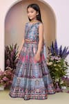 Shop_Petite Pomme_Blue Polyester, Net Mirrors, Embroidery Printed Lehenga Set With Dupatta _Online_at_Aza_Fashions