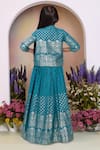 Shop_Petite Pomme_Blue Satin, Polyester Tassels Printed Gown And Jacket Set _at_Aza_Fashions