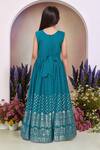 Buy_Petite Pomme_Blue Satin, Polyester Tassels Printed Gown And Jacket Set 