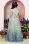 Petite Pomme_Green Satin, Polyester Mirrors, Embroidery Printed Gown And Jacket Set _Online_at_Aza_Fashions