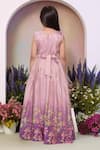 Shop_Petite Pomme_Lavender Satin, Polyester Embroidery, Mirrors Printed Gown And Jacket Set _Online_at_Aza_Fashions