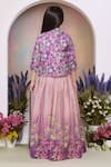 Shop_Petite Pomme_Lavender Satin, Polyester Embroidery, Mirrors Printed Gown And Jacket Set _at_Aza_Fashions