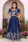 Buy_Petite Pomme_Navy Polyester Embroidery Blue Designer Gown _at_Aza_Fashions